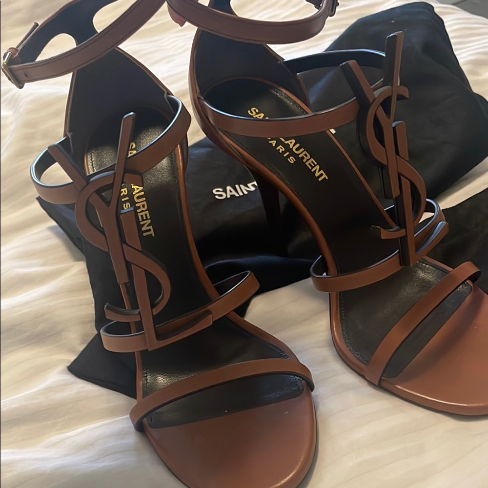 Saint Laurent Brown Strappy Sandals